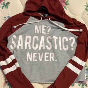 Maroon and Grey Cropped Pullover